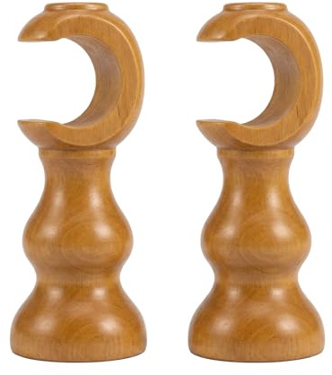 2 Pcs Wooden Curtain Pole Brackets, 28mm Opening Curtain Pole Brackets, Vintage Style Curtain Rail Brackets, Solid Wood Drapery Rod Support for Living Room and Bedroom Window Treatments
