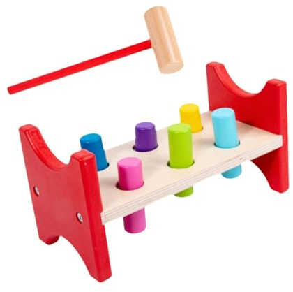 KTUXZCI Interaktives Holzhammer Spielzeug fördert die Hand Augen Koordination von Kleinkindern und bietet stundenlangen Spielspaß. Holzhammer zum Rammen von Pfählen, , Rechteck