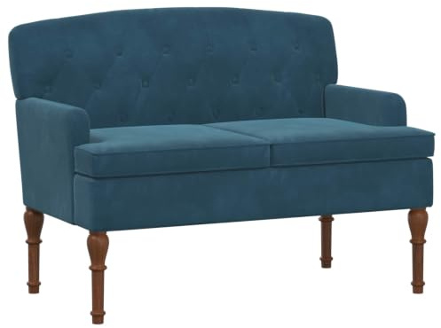 vidaXL Zweisitzer mit Knopfheftung Blau 111 x 65 x 79 cm Samt