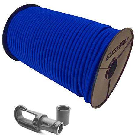 Seilwelt 6mm Expanderseil 20m Gummiseil + 10 Karabiner Gummileine Planenseil Seil Plane in Blau