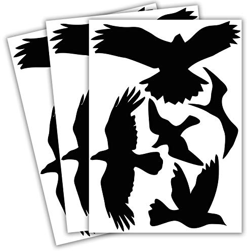 Vogelschutz und Fensterschutz - 15 Aufkleber - Schutz vor Vogelschlag - Sticker Vögel (Schwarz)