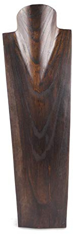 Artisanal - Espositore Speciale per collane Lunghe, Altezza 50 cm, Busto in Legno, Finitura Cioccolata