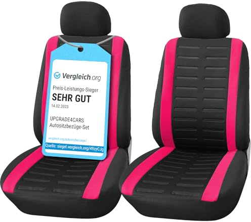 Upgrade4cars Autositzbezüge Set Vordersitze Pink Universal Schonbezüge | Für Fahrersitz & Beifahrer | passend für die meisten Fahrzeuge | Schützt die Autositze vor Abnutzung