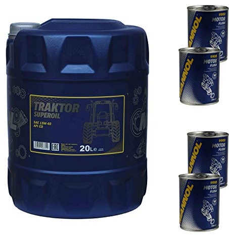20L Motoröl MANNOL Traktor Superoil 15W-40 4xMotor Flush