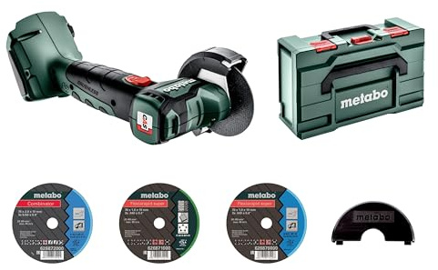 metabo Akku-Winkelschleifer CC 18 LTX BL - 18V, 76 mm, 20.000 U/min - Brushlessmotor, leicht, für Metall Holz Fliesen Kunststoff, inkl. Trennscheiben & metaBOX - Ideal für präzises Trennen & Schleifen