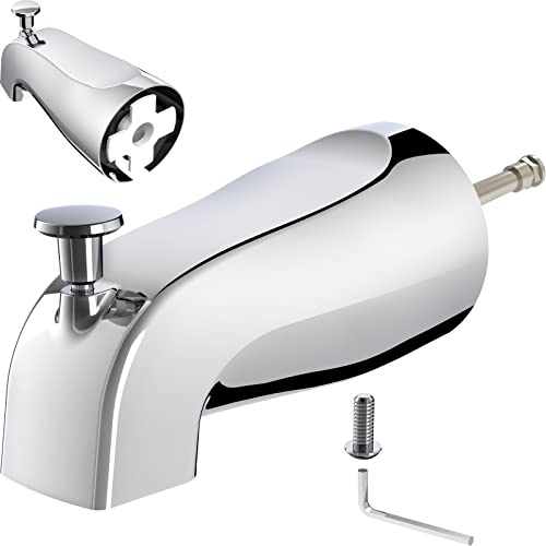 Universal Slip-On Tub Spout with Diverter - 5 Bathtub Faucet, Fits 1/2 Copper Piper (5/8 Diameter) Compatible with American Standard 8888026.002 Tub Spout - Chrome