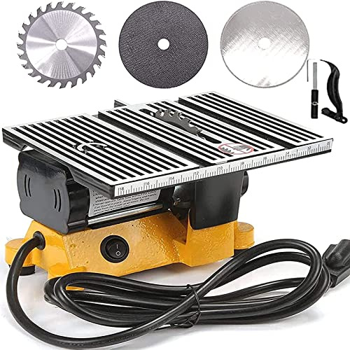 4 60W MINI ELECTRIC TABLE SAW BENCH TOP GREAT ELECTRIC HOBBY CRAFT TABLE SAW DIY Power Tool Work Bench Stand Circular 2 PIECES Blades