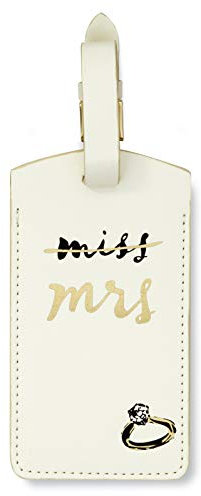 Kate Spade New York Round Vegan Leather Luggage Tag for Women, Durable Suitcase ID Tag (Miss to Mrs)
