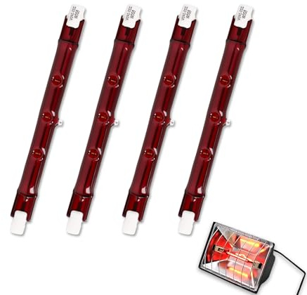Poweka 500 Watt Ruby Compatible with Heatmaster R7 Halogen Heater Bulb for Garden Heater - Pack of 4