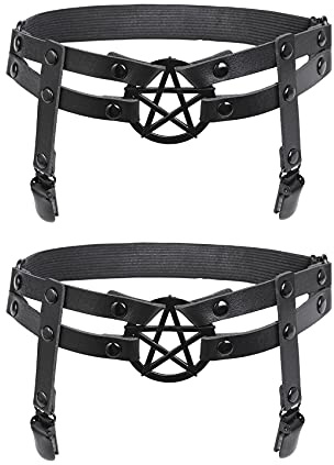 alisikee 2pcs Adjustable Leg Garter with Black Clips, Elastic Thigh Garters Belt for Women