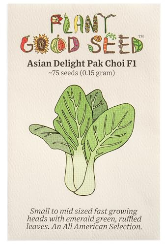 Plant Good Seed Asian Delight F1 Pak Choy Seeds - Pack of 75, Heirloom Seeds for Planting Vegetables, Bok Choy - Gardening Supplies, Vegetable Garden - Non-GMO, Open Pollinated, from USA