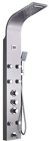 Wieoc Panneau de douche thermostatique Colonne Réchauffeurs Douche Robinets de douche en acier inoxydable Colonne de douche numérique Système de douche