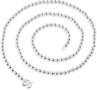 Homxi Gothic Halsketten Männer,Kugelkette 4mm Halskette Herren 55cm Kugel Kette Kette Herren Silber 990 Silber Halsketten