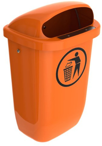 SULO Juego original de papelera con cubierta para la lluvia, el clásico fabricado en Alemania, 50 litros, color naranja, sin accesorios, 740 x 432 x 256 mm