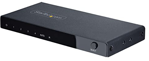 StarTech.com Switch Conmutador HDMI de 4 Puertos de 8K a 60Hz - Switch Selector HDMI 2.1 de 4K a 120Hz HDR10+ UHD - 4 Puertos de Entrada y 1 de Salida - Automático y Manual (4PORT-8K-HDMI-SWITCH)