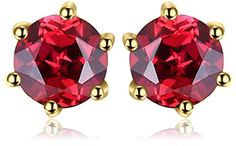 JewelryPalace Rundschliff 1.3ct Echt Granat Ohrstecker Silber 925 Damen, Naturstein Schmuck Set Rot, Ohrringe Silber Edelstein Mädchen, Ohrstecker Silber Klein mit Stein Frauen Geschenk Vergoldet