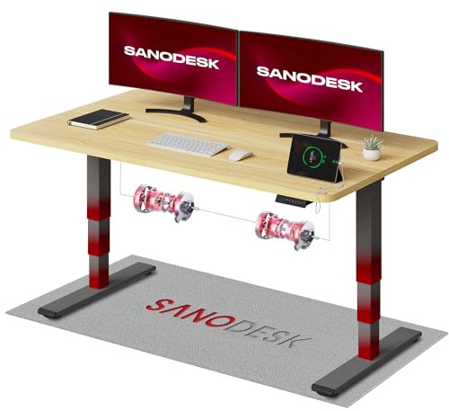 SANODESK Höhenverstellbarer Schreibtisch komplette Tischplatte Schreibtisch Höhenverstellbar Elektrisch Ergonomischer mit Flüsterleisem Dual-Motor 140x80cm