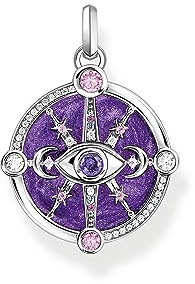THOMAS SABO Kettenanhänger Auge mit kosmischen Details und bunten Steinen Silber geschwärzt 925 Sterlingsilber, Geschwärzt, Kaltemail