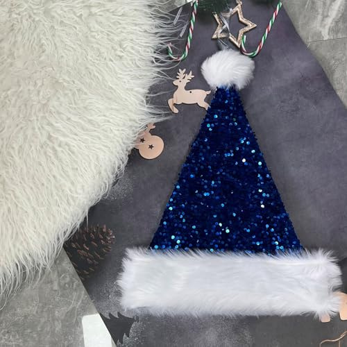 Mienocol Plüsche Weihnachtsmütze,Santa Mütze mit Plüsch Rand Bequemes Dicker Klassischer nikolaus mütze aus Samt Weihnachtsmann-Kostümzubehör