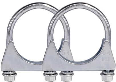 Krtopo 2 Stück Bügelschelle M8 Rohrschelle Ø52-80 mm Spezialschelle | für Auspuffrohr U-förmige Verzinkter Rohrklemmbügel (54mm)