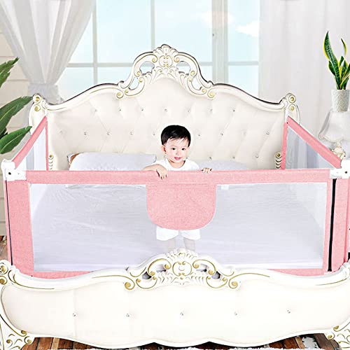 Kedia Bettgitter, Bettschutzgitter für Kinder Rausfallschutz Bett, Rausfallschutz Kinderbett, Bettgitter für Kleinkinder, Babybett Umrandungen Höhenverstellbar (1.8m-Rosa)