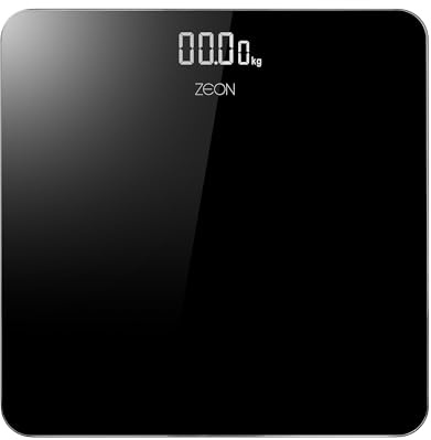 ZEON Personenwaage mit Glasaufsatz zur präzisen elektronischen Gewichtsbestimmung, Schwarz