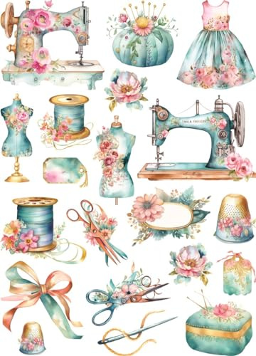 Carta di riso Cucito vintage, 29 x 40cm (1pc) - per decoupage di poster per mobili da CRAFT KREATIVELY