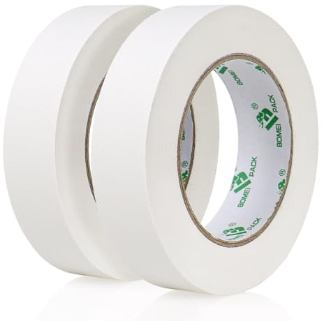 BOMEI PACK Gaff Ruban adhésif en tissu, 25 MM x 30M, 2 Pack Mat Chiffon Tuban Adhésif, Gaffers Tape pour Câbles, Photographie (Blanc)