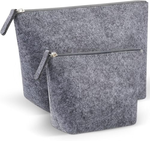Xuniea 2 Stück Filz Kosmetiktasche für Kollegen, Grau, M+S