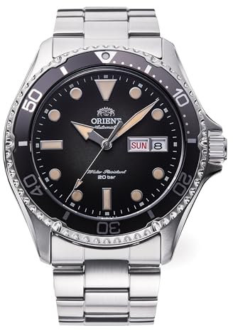 Orient Sports Kamasu V2 Graduate - Orologio Da Uomo Automatico a Carica Manuale Impermeabile Bracciale e Cassa In Acciaio Metallizzato Quadrante Nero - RA-AA0810N39B RA-AA0810N