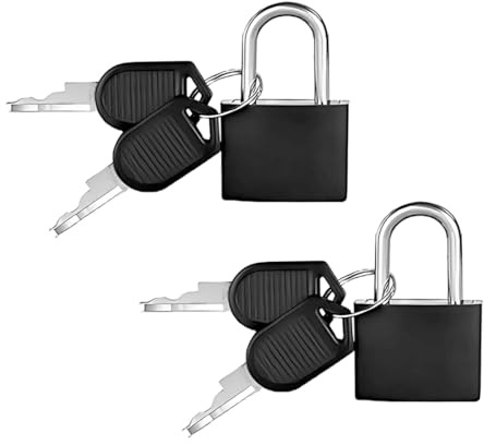SULIUDAJI 2 Pièces Cadenas Clé Casier College, Cadenas Valise avec Clés, 28mm Bagages Petit Serrures à Bagages pour Sacs de Casier de Gym de Voyage Valises de Vacances,Noir