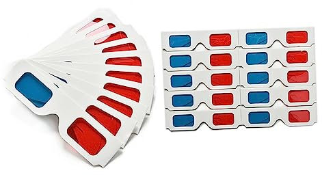 HOMSFOU Lunettes 3D en Papier Rouges Et Bleues 50 Pièces pour Cinéma Et Maison Visionnage Confortable Léger Et Portable pour Films Vidéos 3D Spectaculaires