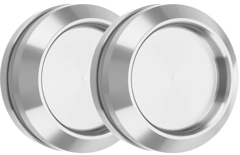 sourcing map Lot de 2 poignées de porte coulissantes rondes en verre et acier inoxydable 304 avec vis, fixation à colle, boutons coulissants pour poche de douche, ton argenté