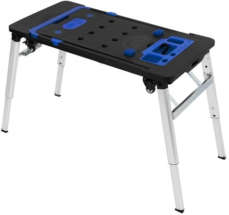 ECD Germany Banco da Lavoro 7 in 1 Multifunzionale Pieghevole 109x55 cm Banco da Lavoro Mobile Portata 150-250 kg Piano di Serraggio con Marcature Angolari Rulo Mobile per Officina