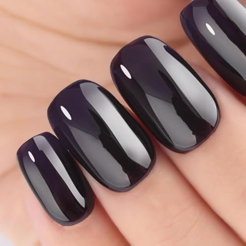 TUTUYU Midnight Dark Purple Jelly Gel Nail Polish,12ml Soak-off Sheer Translucent Puple Black Color Gel Polish Kit for Nail Art Starter or Manicure Salon
