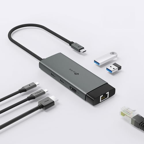 TP-Link Hub de Entrada USB C 6 en 1, PD100W, 4K 60Hz HDMI, USB C 5Gbps, 2× USB A 5Gbps, Gigabit Ethernet, Compatible con MacOS, Windows, Linux, iPad OS, iOS, Android, ChromeOS, Nintendo (UH6120C)