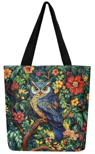 Loussiesd Sonnenblume Leinwand Einkaufstasche Vintage Floral Drucken Stoffbeutel Fuchs Nettes Tier Tragetasche Gelbe Blumen Muster Botanische Handtasche