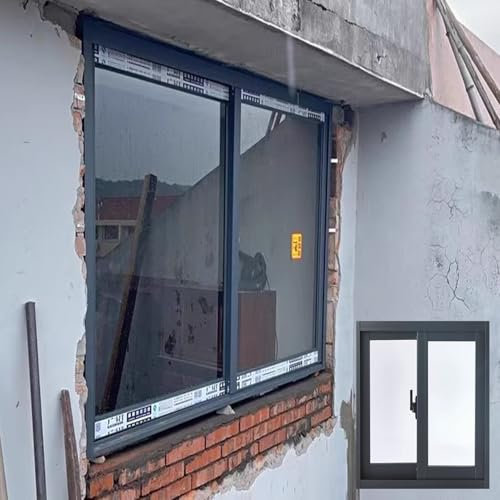 Minglez Kellerfenster Kellereinbaufenster zur Belüftung, Aluminium-Oberlichtfenster mit Grauem Rahmen, Verschließbare Schiebefenster mit Griffen und Schrauben(40x90cm/16x35.5in)