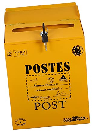 Tofficu Vintage Briefkasten Mit Schloss Wandmontierter Leichter Amerikanischer Postkasten Aus Stabilem Eisen Retro Design Mit Großem Briefmotiv Abschließbar Zum Schutz Von Wichtigen Sendun