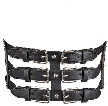 XFSRG Damen Gürtel Breiter Elastischer PU Leder Ausgeschnittene Nieten Einstellbar mit Schnalle Vintage Hüftgürtel Taillengürtel Korsett Gürtel für Frauen kleider Elastic Belt（Schwarz）