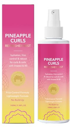 Pineapple Curls Refresher Mist - Hydrating Curl Revitalising Spray for Wavy, Curly & Coily Hair - Lightweight Moisturising Hair Mist for Frizz Control, Definition & Shine - Daily Curl Refresh Spray