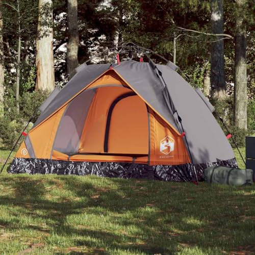 YunCangg Tienda de campaña de cúpula para 2 personas, color gris y naranja con sistema de liberación rápida, impermeable, para senderismo, senderismo, festivales, tienda ligera y transpirable con