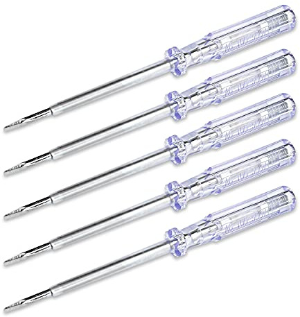 PerfectHD Stromprüfer - Schraubenzieher - Spannungsprüfer - 100 mm Schaft - 3,5 mm Klinge - 200 bis 250 V - 5er-Set - 5 Varianten