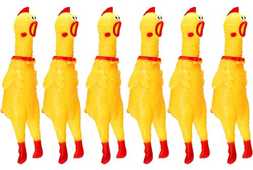 meekoo 6 Packung Gummi Schreiend Hühner Spielzeug Gelb, Quietschen, Neuheit und Dauerhaft, Schrillen Dekompression Werkzeug Gadgets