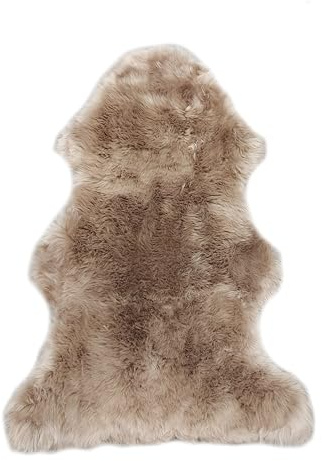 walexo Lammfell Teppich – Naturfell Schaffell in verschiedenen Größen, Naturfarben, echtes Fell für Sofa, Bett, Kinderwagen, Deko & Haustiere (Cappuccino, 100-110 cm)