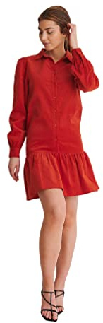 NA-KD Mini Vestido de Pana Casual para Mujer, Rosso, 40