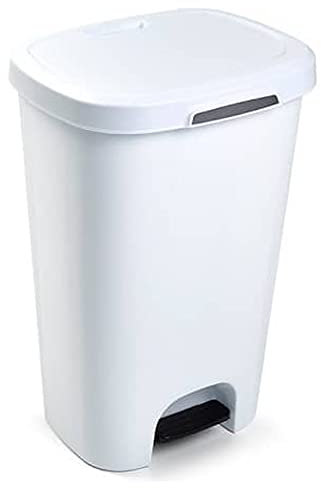 CABLEPELADO Cubo basura plástico, Cubo basura apertura pedal, Papelera de pedal, Cubo de pedal, Libre de BPA, 63.5 cm alto x 41 cm ancho x 36 cm fondo, Capacidad 50 Litros, Blanco