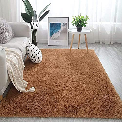 warmsile Teppich Wohnzimmer Teppich, Moderne, Flauschige Und Zottelige Teppiche Für Wohnzimmer, Esszimmer, Kinderzimmer, Schlafzimmer,Khaki,140 x 200 cm