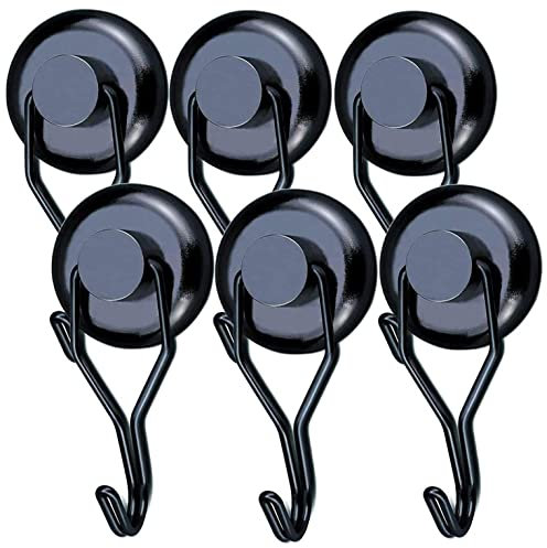 YADODO Crochet Aimanté Puissant 45KG 32D Crochet Magnetique Frigo Noir Néodyme Pivotants pour Cuisine Torchon Tableau 6pcs