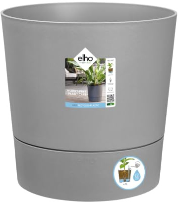 elho Greensense Aqua Care Rund 35 mit Integrierte Wasserspeicher - Blumentopf für Innen & Außen - 100% recyceltes Plastik - Ø 34.5 x H 34.1 cm - Grau/Light Beton